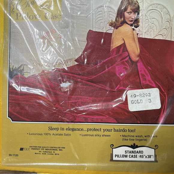Vintage Chatelaine‎ Luxury Satin Standard Pillowcase Orange 45 x 38 NOS - Picture 4 of 4